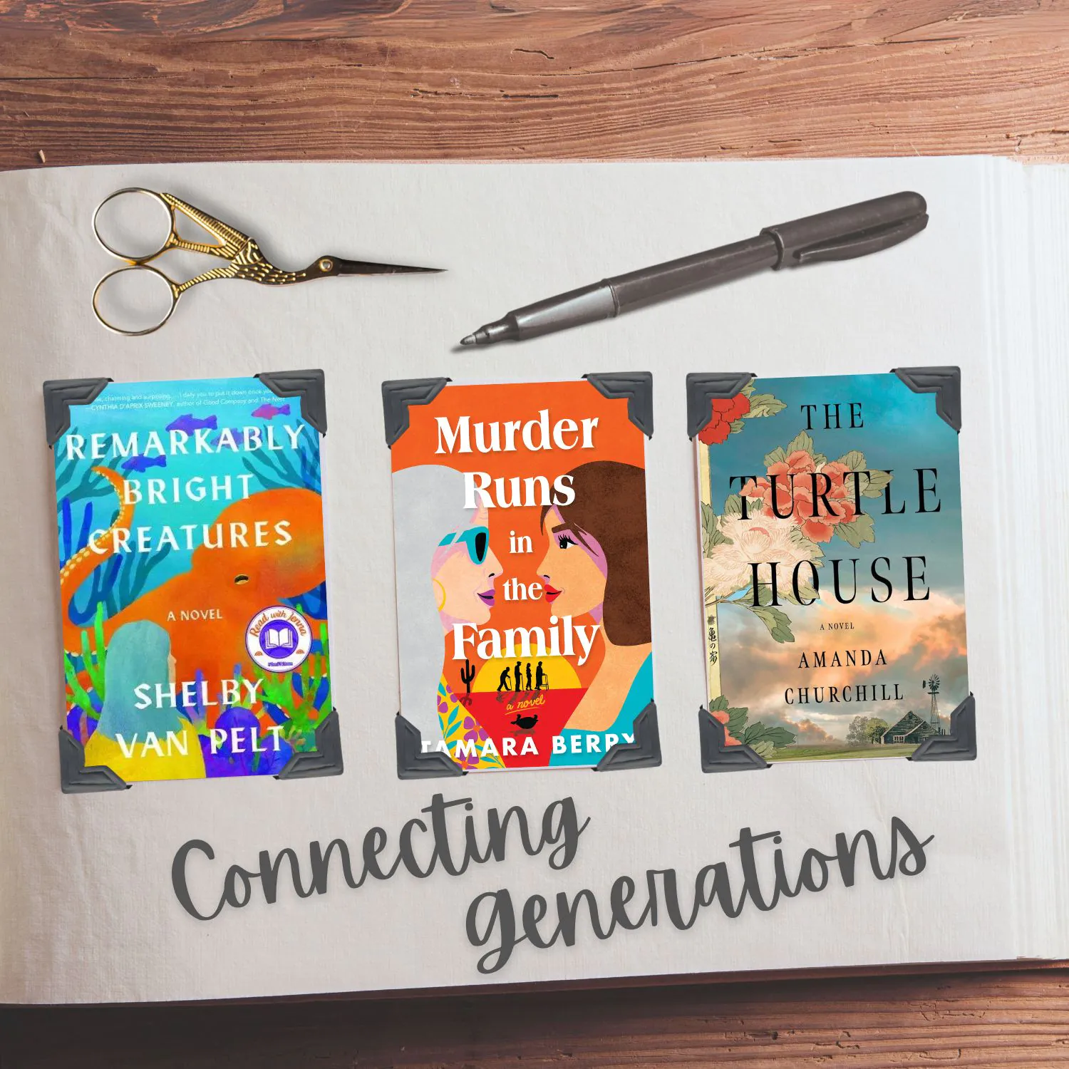 Three book covers in scrapbook